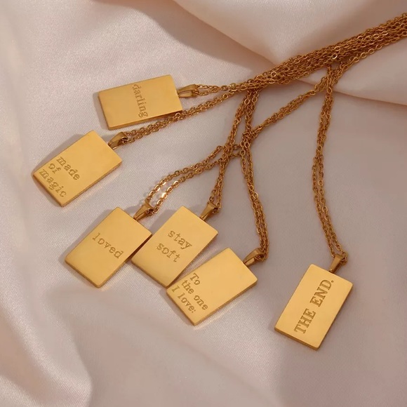 NEW 18K GOLD ENGRAVED LETTERS NECKLACE, NICE NECKLACE, CUTE NECKLACE - Picture 4 of 8